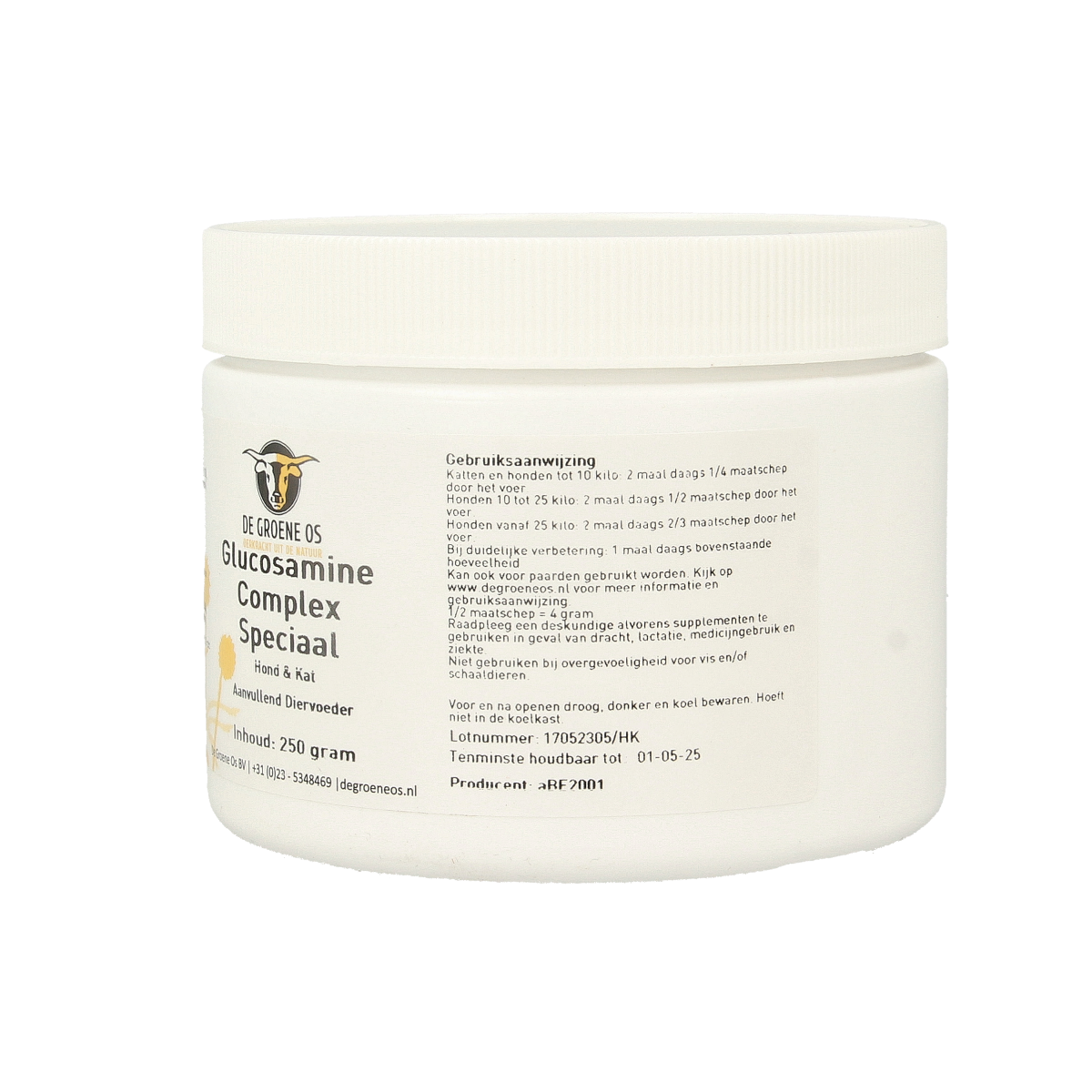 Groene Os Glucosamine complex voedingssupplement voor hond en kat, 250g, met natuurlijke ingrediënten voor gewrichtsondersteuning