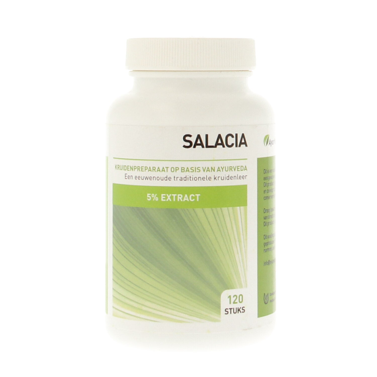 Ayurveda Health Salacia oblonga extract 120 tablets, herbal supplement with 5% saponins, in a blister pack.