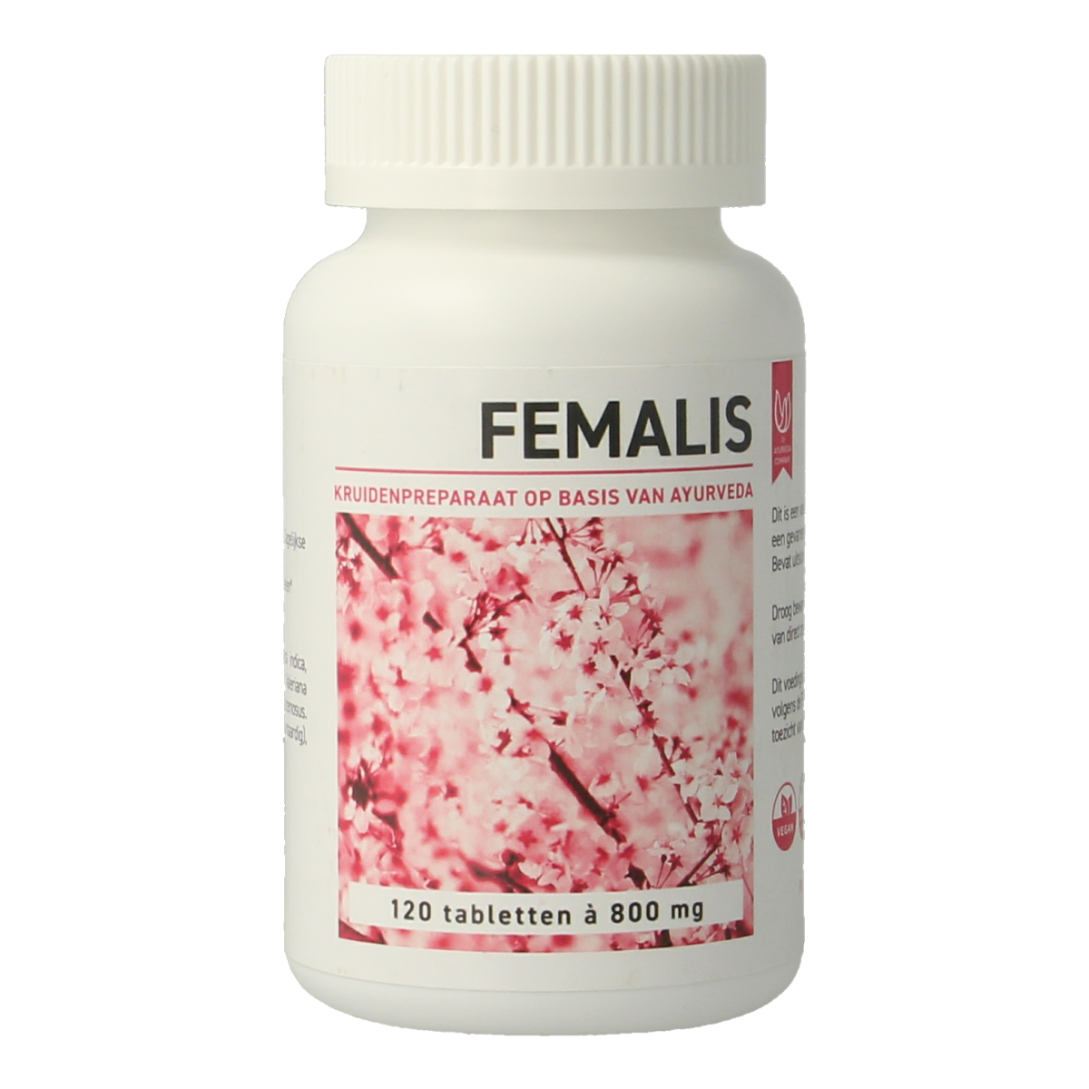 Aayu Care Femalis herbal tablets in a bottle, natural herbal supplement from Ayu Care for overall well-being.