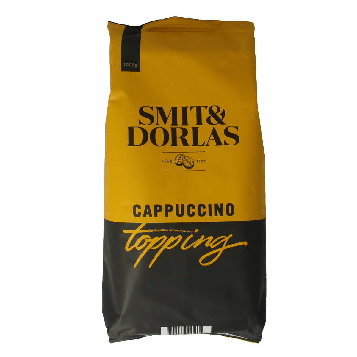 Smit & Dorlas Cappuccino topping in a 1kg container, ideal for coffee and tea beverages, with a smooth, creamy texture.