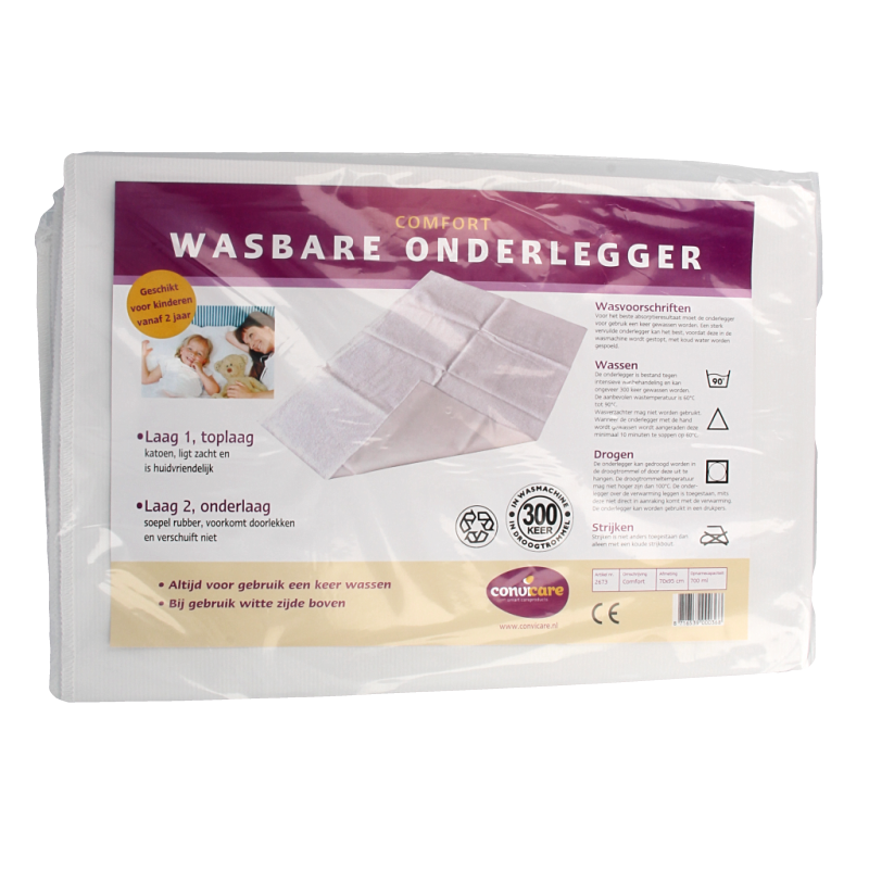 Comfort incontinent washable underlay, 95 x 70cm, single piece, soft fabric for bed or chair protection.
