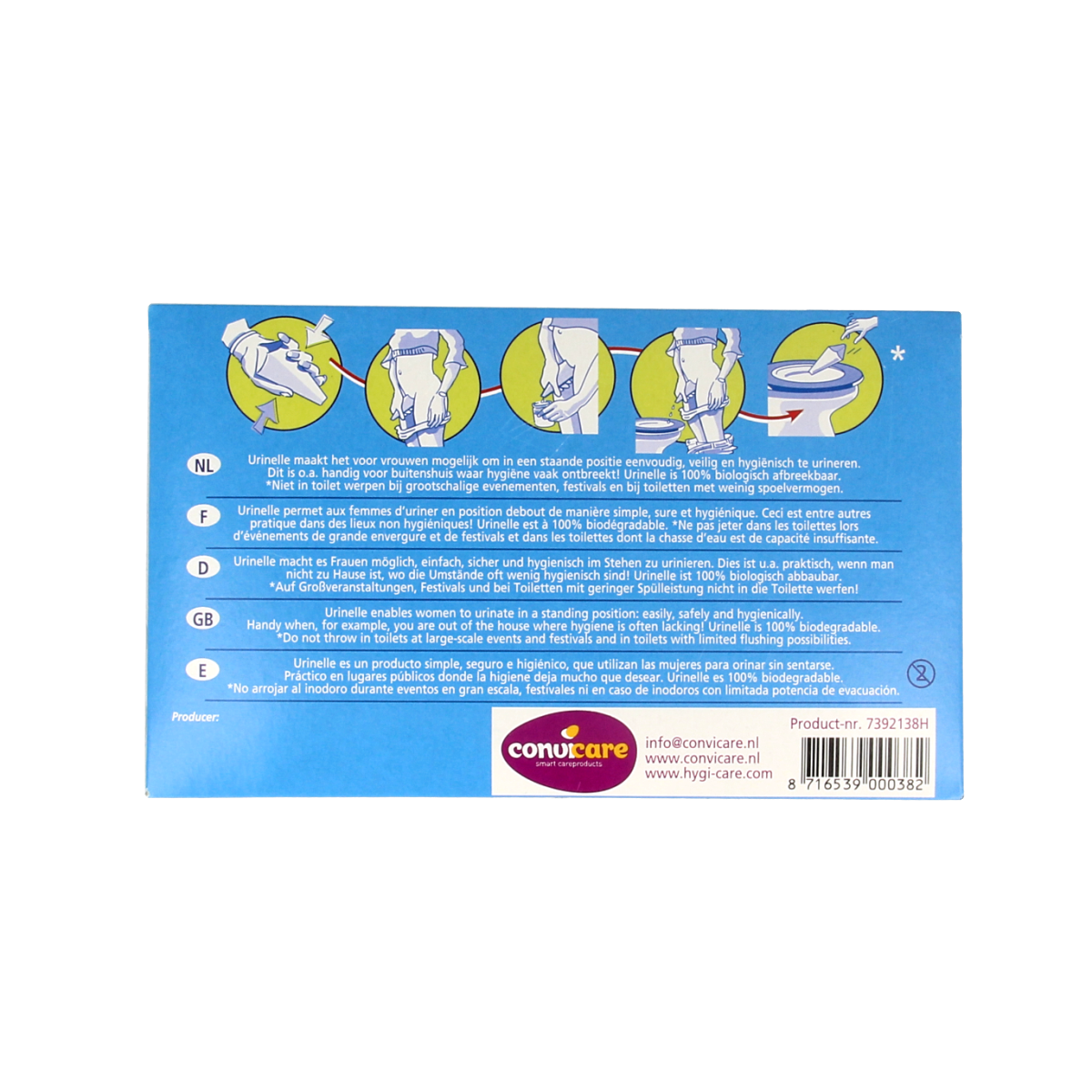 Urinelle Hygicare 7-pack of medical instrument containers, transparent plastic with secure lids, used for sterilizing instruments.