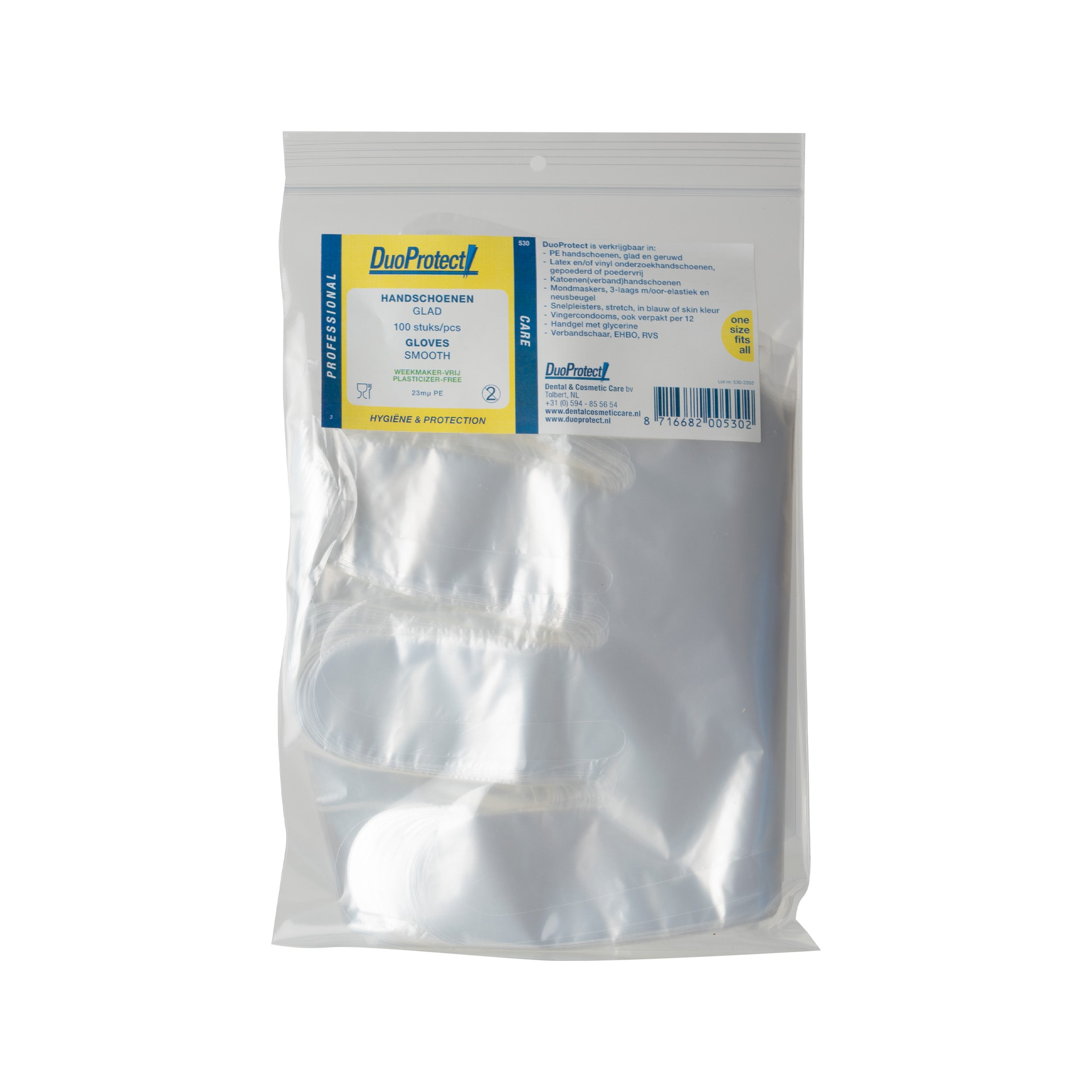 Duoprotect disposable household gloves, smooth finish, pack of 100, for cleaning and household tasks.