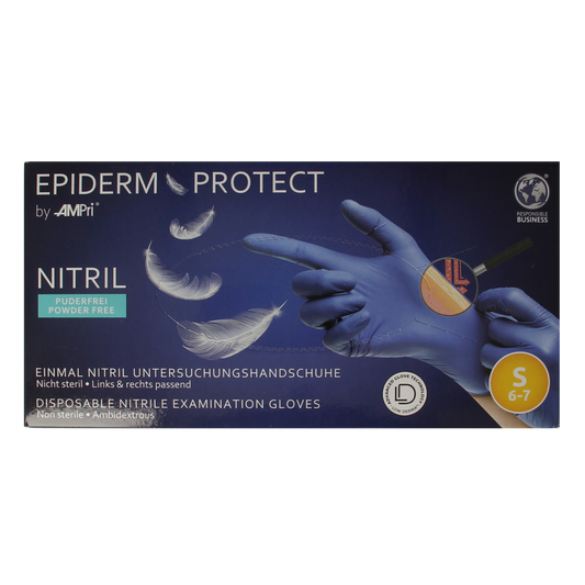 Epiderm Protect Nitriel onderzoekhandschoen poedervrij S blauw 100.00 Stuks
