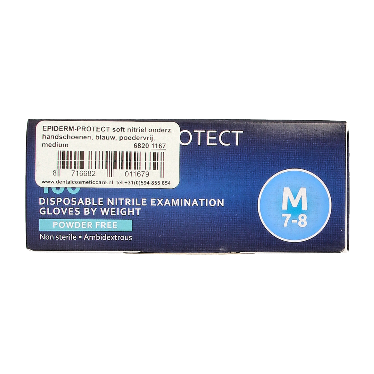 Blue Epiderm Protect Nitriel onderzoekhandschoenen poedervrij, maat M, 100 stuks, medische handschoenen voor onderzoek en bescherming.
