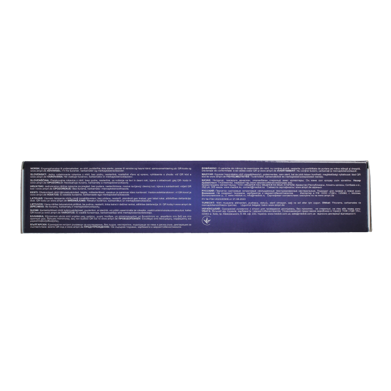 Blue Epiderm Protect Nitriel powder-free examination gloves, size L, showing the textured surface and packaging of 100 medical gloves.