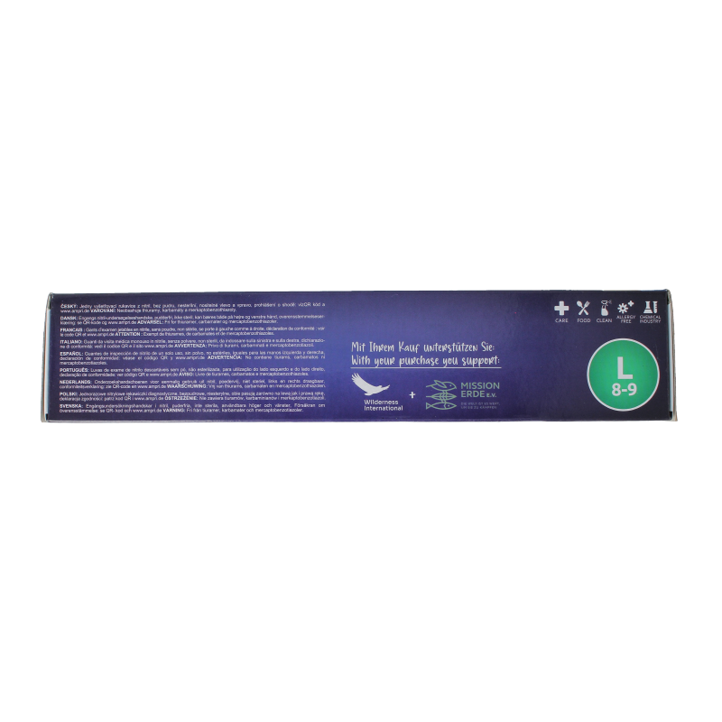 Blue Epiderm Protect Nitriel powder-free medical examination gloves, large size, 100-pack, protective and sterile.