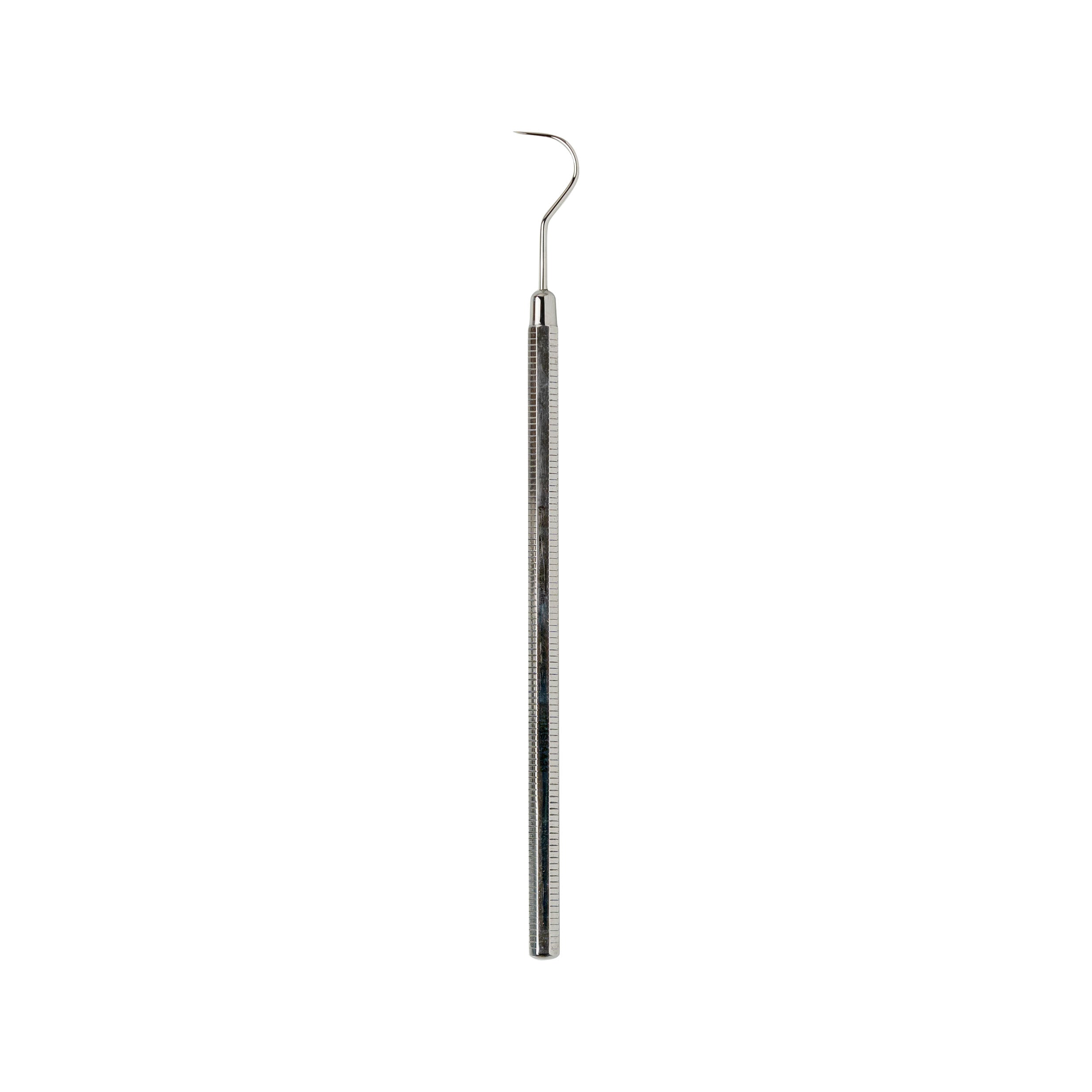 Duodent Sonde tandartshaakje, dental instrument for dental procedures, shown with a metal handle and angled tip.
