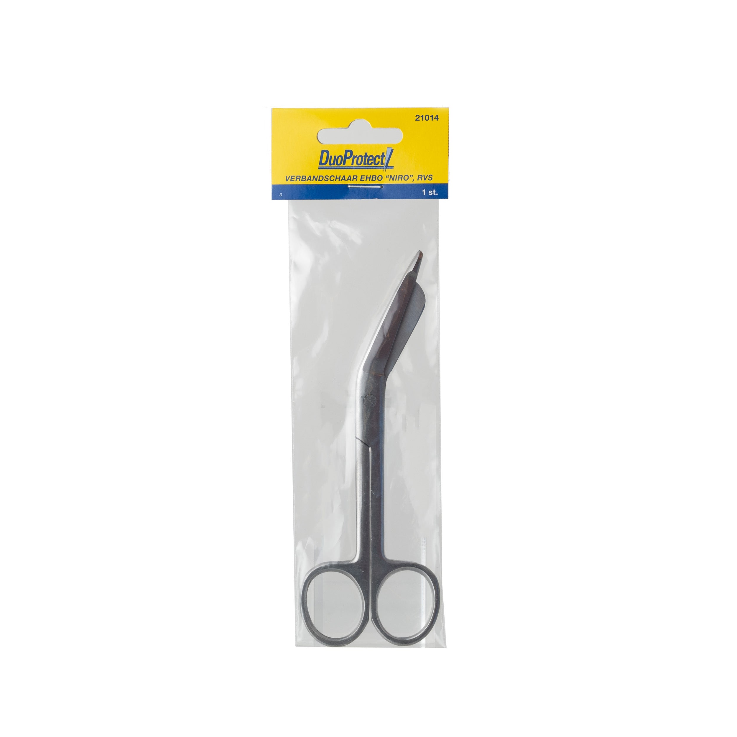 Duoprotect Verbandschaar 14.5 cm staalwaren, sharp cutting tool for bandages, in a close-up view with stainless steel blades