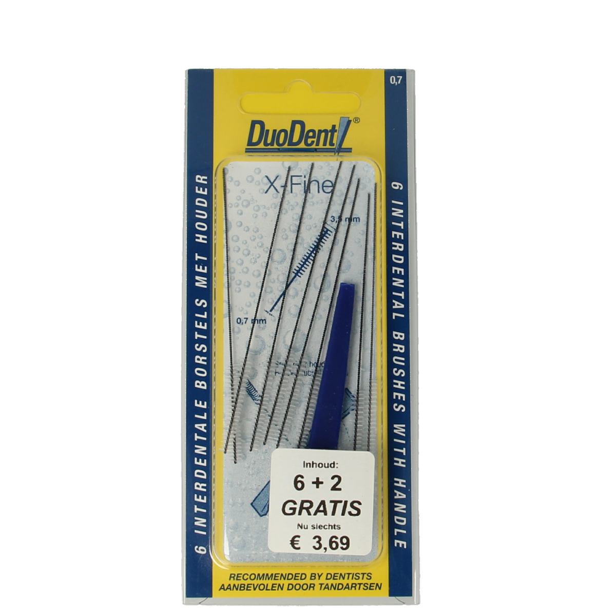 Duodent X-fine interdental brushes, 8-pack, for effective cleaning between teeth, ideal for maintaining oral hygiene.