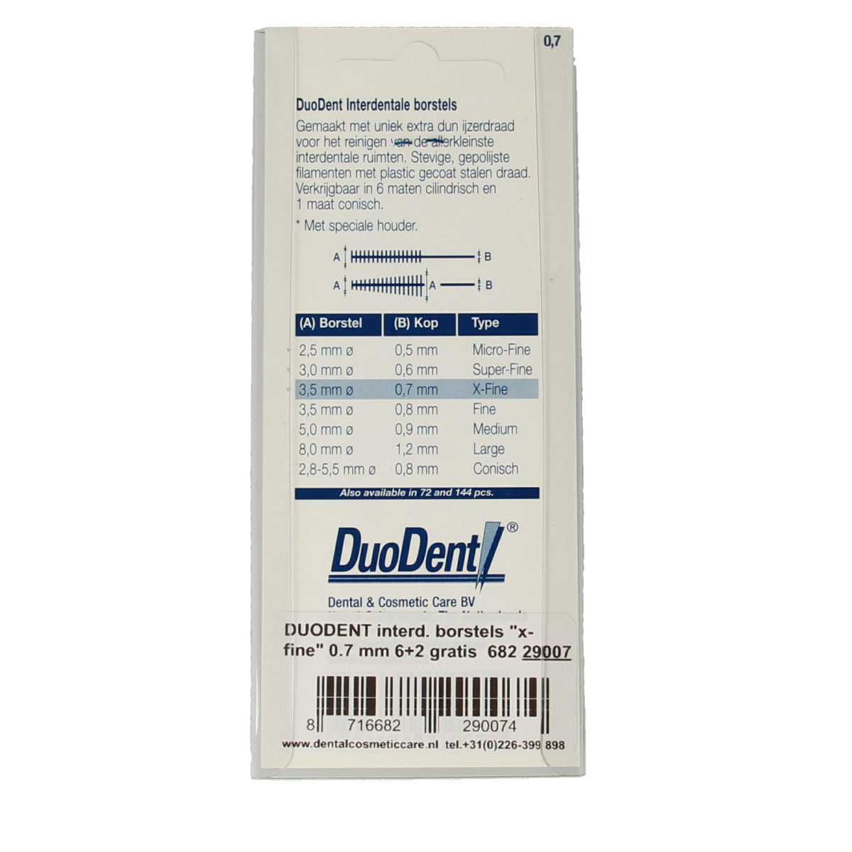 Duodent X-Fine Interdental Brushes pack of 8 for effective cleaning between teeth, designed for gentle oral hygiene.