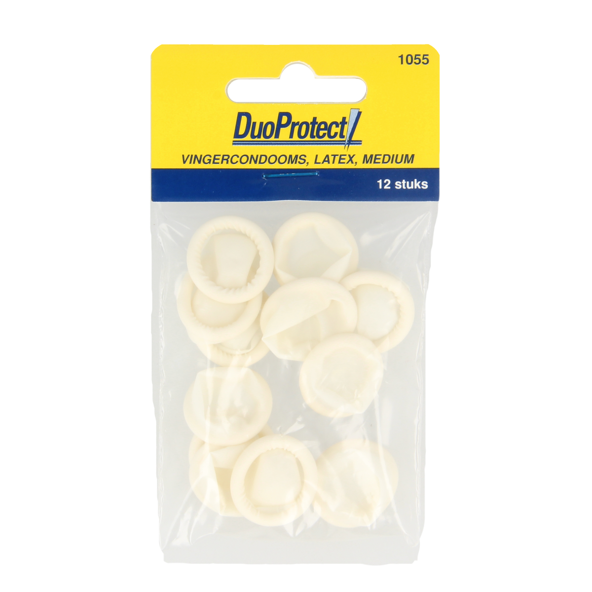 Duoprotect size M medical finger condoms, pack of 12, protective gloves for medical use and hygiene purposes.