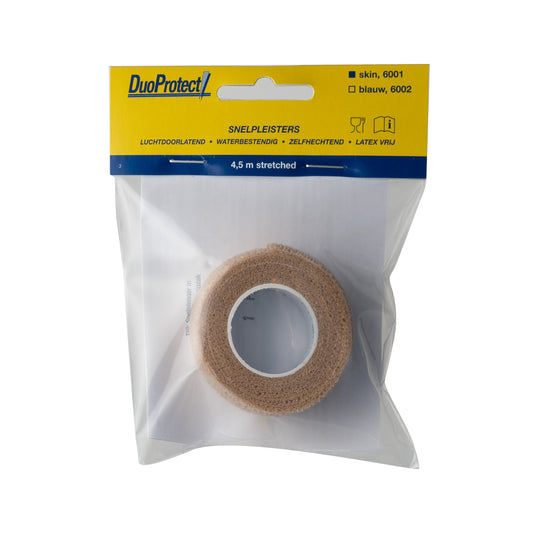 Duoprotect skin-colored adhesive bandage roll, 4.5 meters, for wound protection and healing, from Duoprotect pleisters en tape collection.
