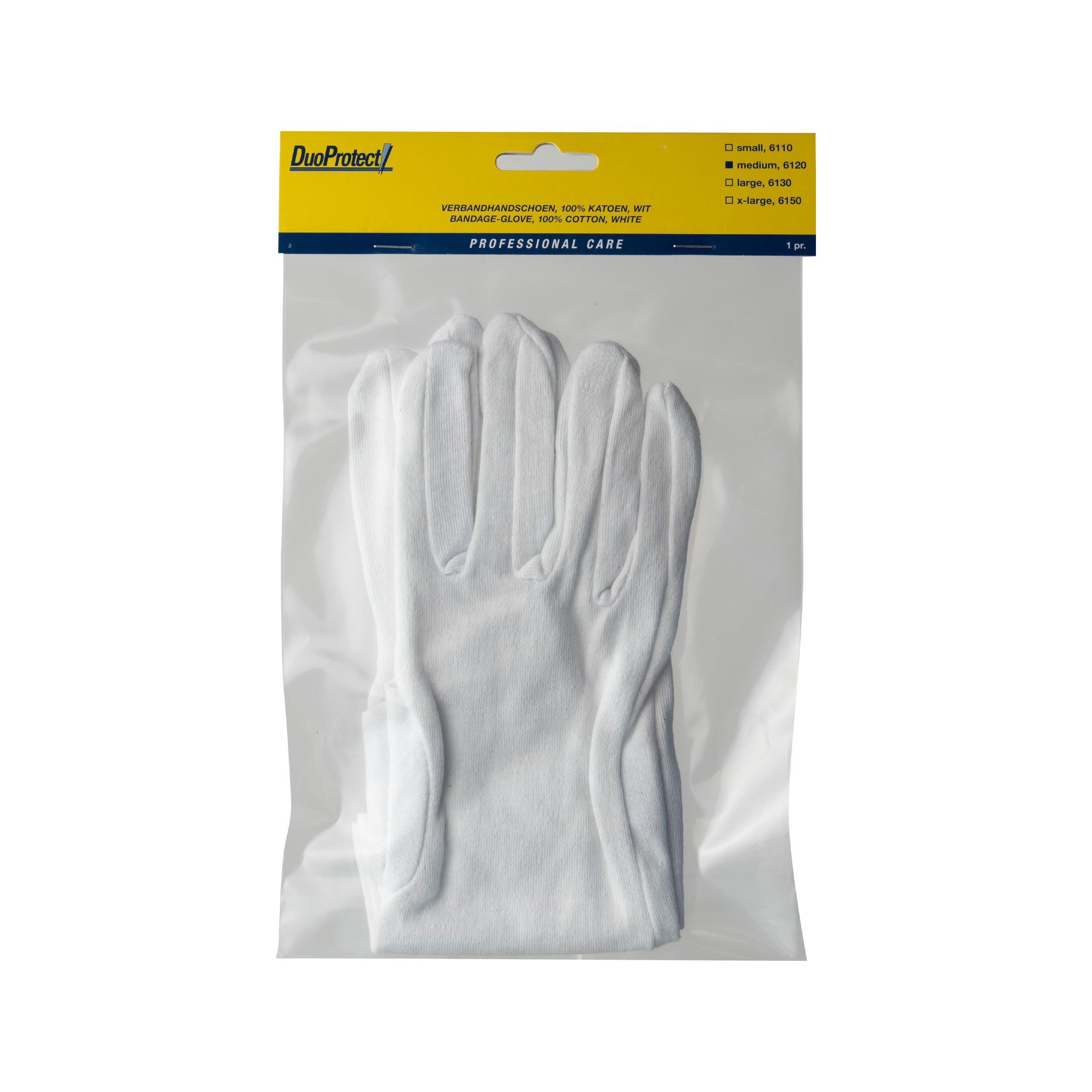 Duoprotect katoen huishoudhandschoenen maat M, pair of cleaning gloves with durable cotton material, perfect for household chores.