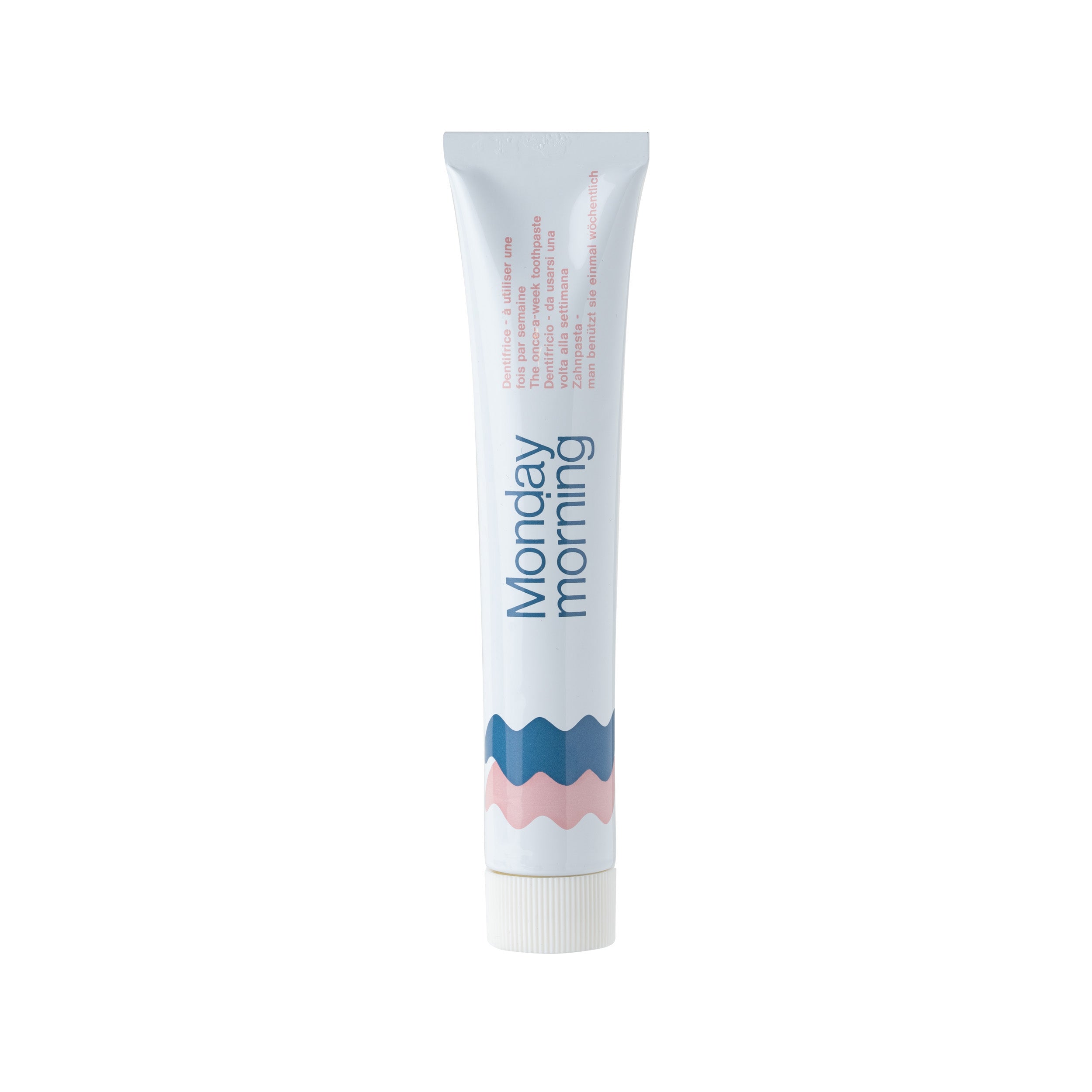 Monday Morning Tandpasta in 25ml tube, featuring a sleek design and fresh mint flavor, perfect for daily oral hygiene.