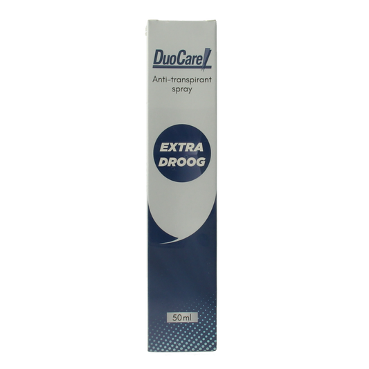 Duocare Anti-Transpirant Deodorant Spray Extra Sterk in 50ml bottle, showing the deodorant spray bottle and branding.