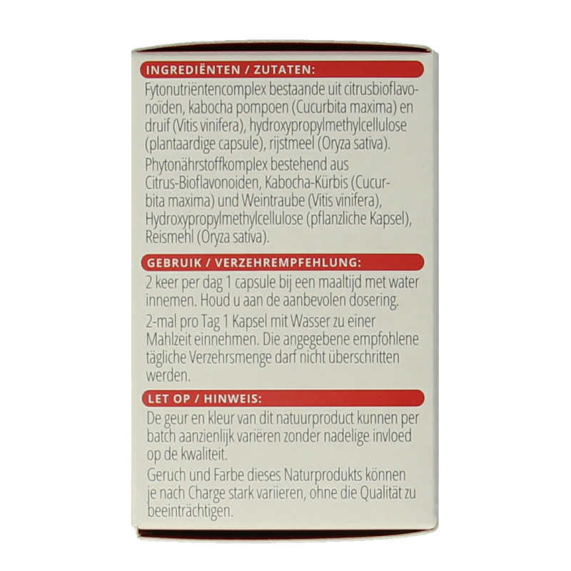 Vitalis Salvestrol Platinum capsules from Vitals, herbal supplement in a clear bottle with 60 capsules inside.