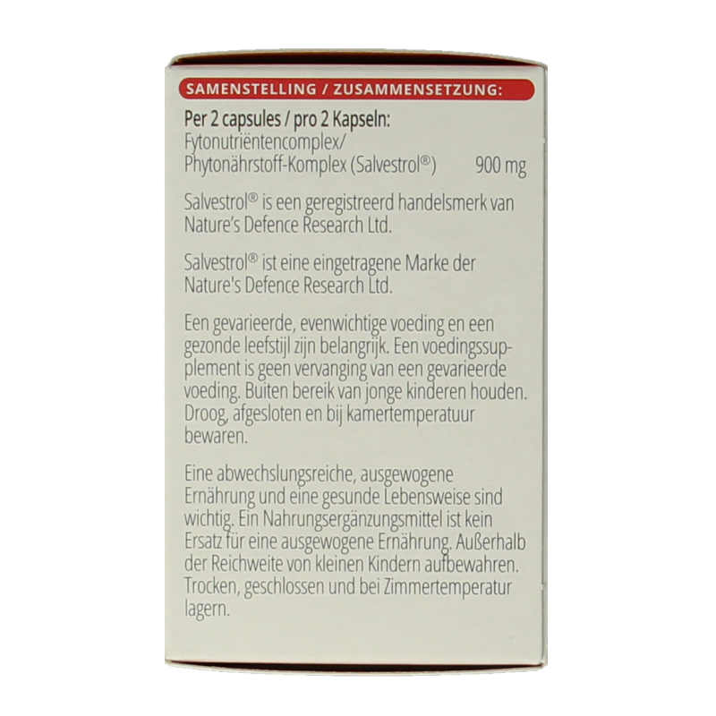 Vital Salvestrol Platinum capsules by Vitals, a herbal supplement in a white bottle with a blue label, 60 capsules.