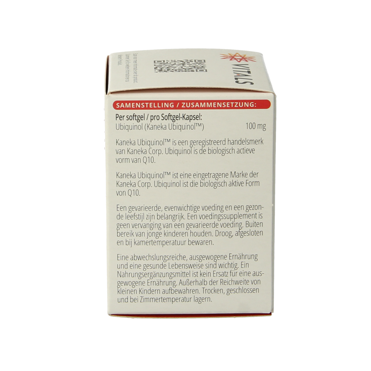 Vitals Ubiquinol 100 mg softgels bottle, supplement for energy and heart health, shown in the image.