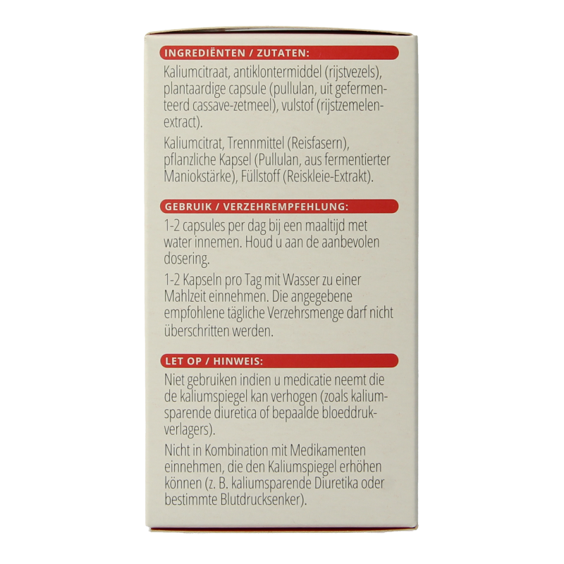 Vitals Kalium Citraat 200 mg mineral capsules, showing 100 capsules in the container.