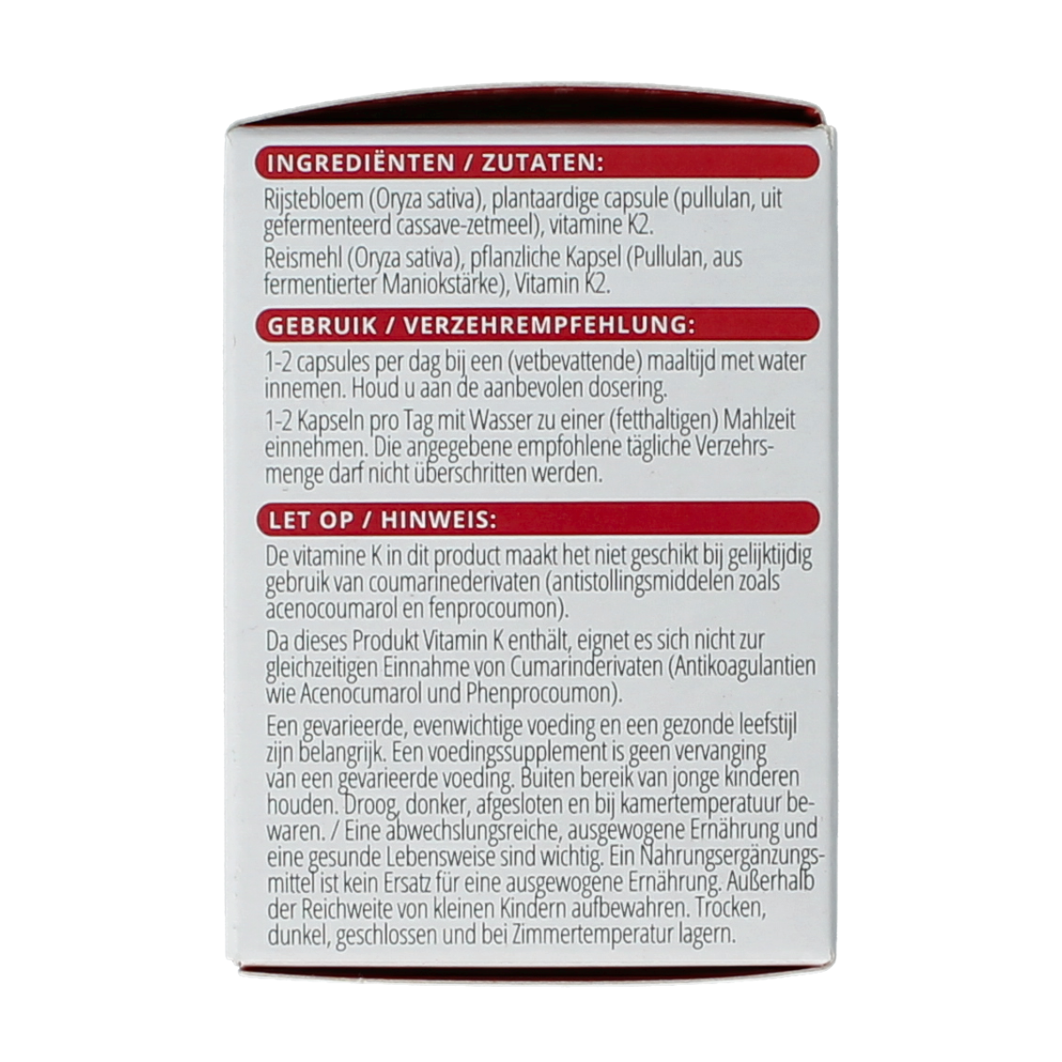 Vitamins Vitals Vitamin K2 90 mcg capsules, 60-count, dietary supplement for bone and cardiovascular health.