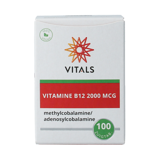Vitals Vitamine B12 2000 mcg lozenges, natural supplement with 100 tablets, dietary vitamin B12 supplement by Vitals.