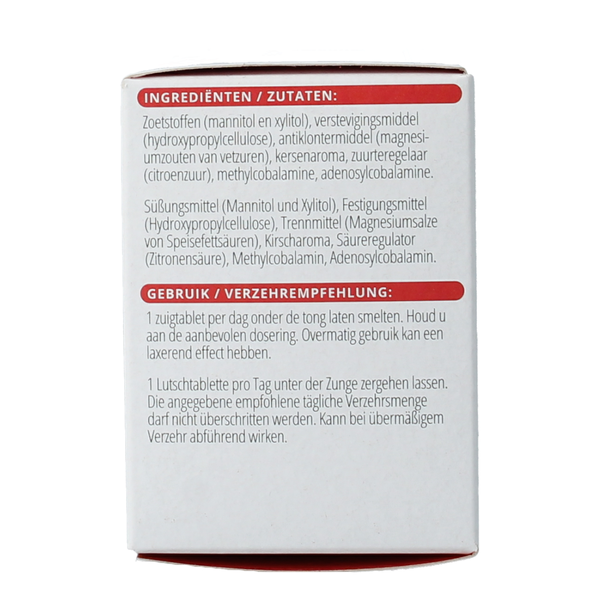 Vitals Vitamine B12 2000 mcg lozenges, natural vitamin B12 supplement in a bottle, shown in the image.
