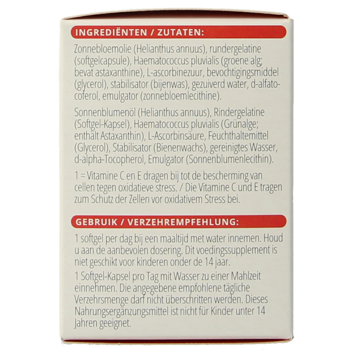 Vitals Astamax 6 mg multivitamin softgels in a clear bottle, showing 60 softgels for daily nutritional support.