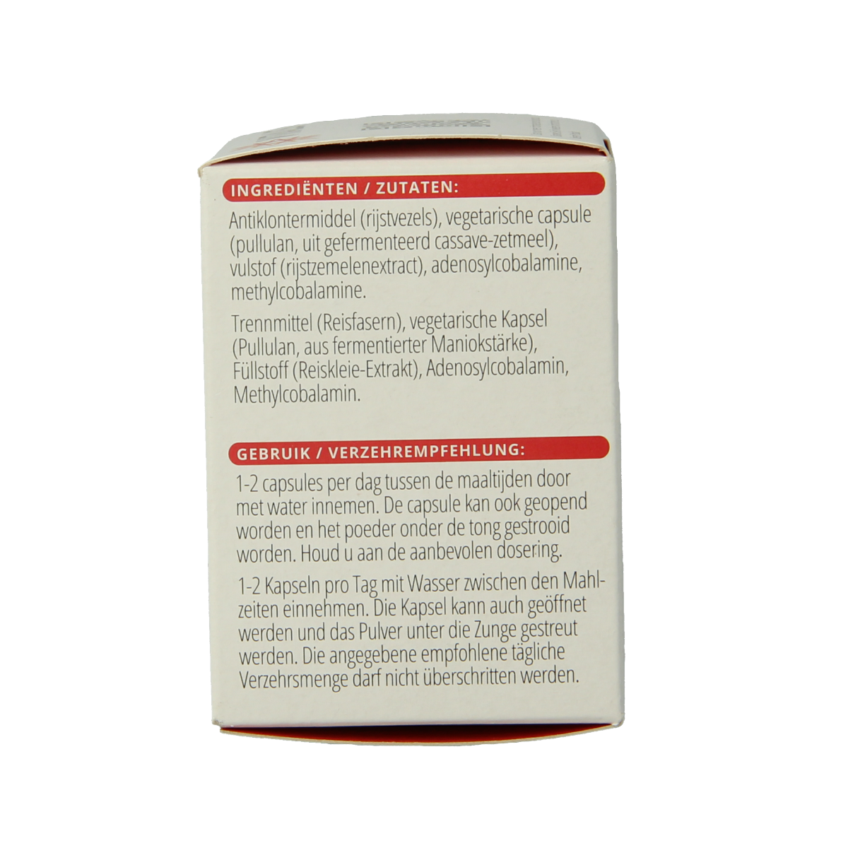Bottle of Vitals Vitamin B12 1000 mcg capsules with 100 count, natural supplement for energy and metabolism support