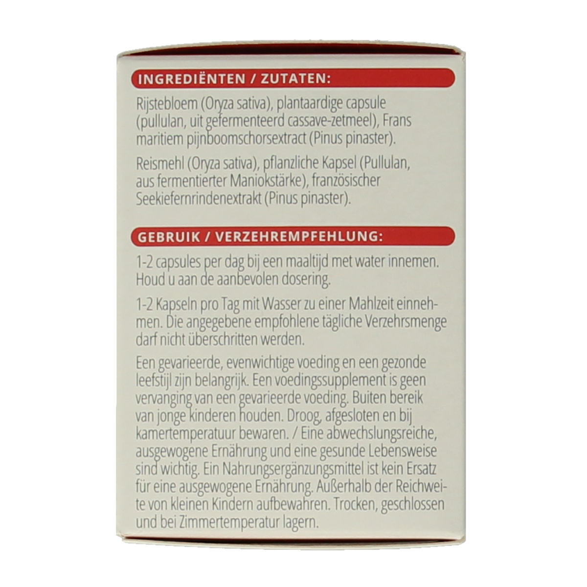 Vital Pycnogenol capsules by Vitals, a herbal supplement, shown in a clear image of 60 capsules in a bottle.