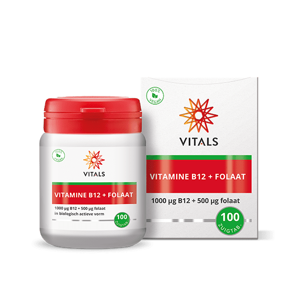Vitals Vitamin B12 1000 mcg folate 500 mcg multi chewable tablets, dietary supplement with B vitamins, 100 count.