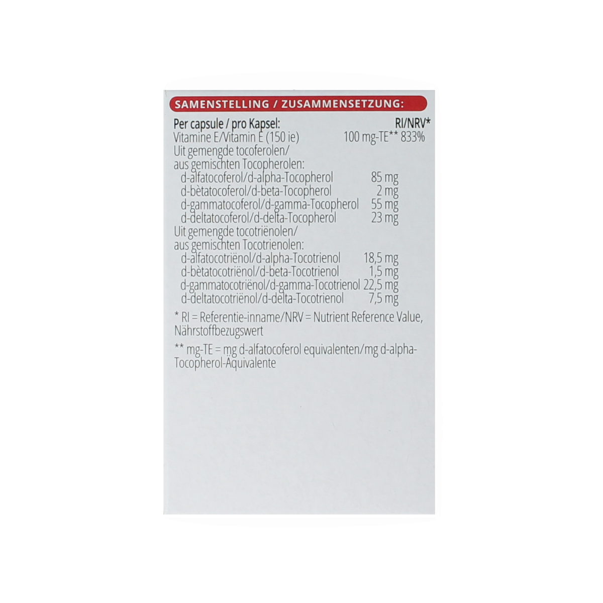 Vitals Vitamine E-8 capsules, 60-count, softgel dietary supplement with natural vitamin E for skin and antioxidant support.