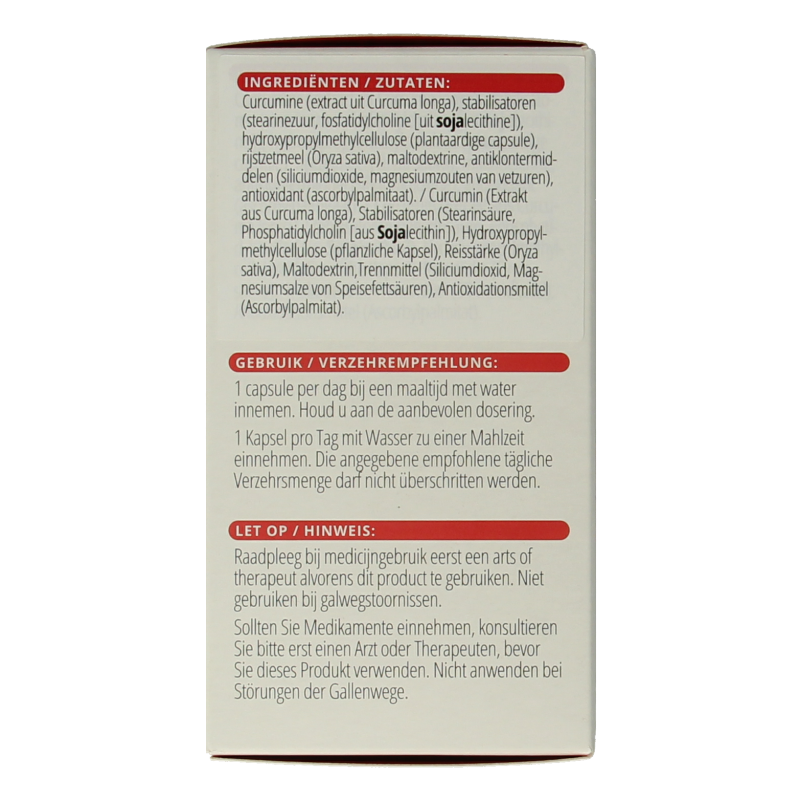 Vitals Curcumine SLCP 120 capsules, herbal supplement container with yellow and orange label, representing turmeric-based kruidenpreparaten.