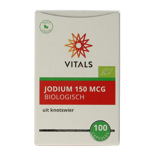 Vitals Jodium bio herbal supplement in a bottle of 100 capsules, natural kruidpreparaten for thyroid support.