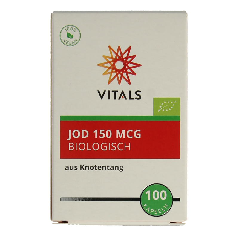 Vitals Jodium bio herbal supplement in 100 capsules, featuring natural herbal ingredients for supporting thyroid health.
