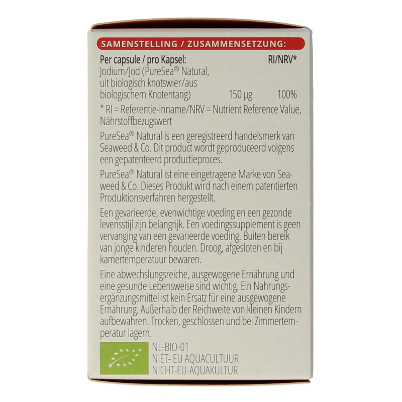 Vitals Jodium bio herbal supplement in a bottle of 100 capsules, part of Vitals' kruidpreparaten herbal product range.