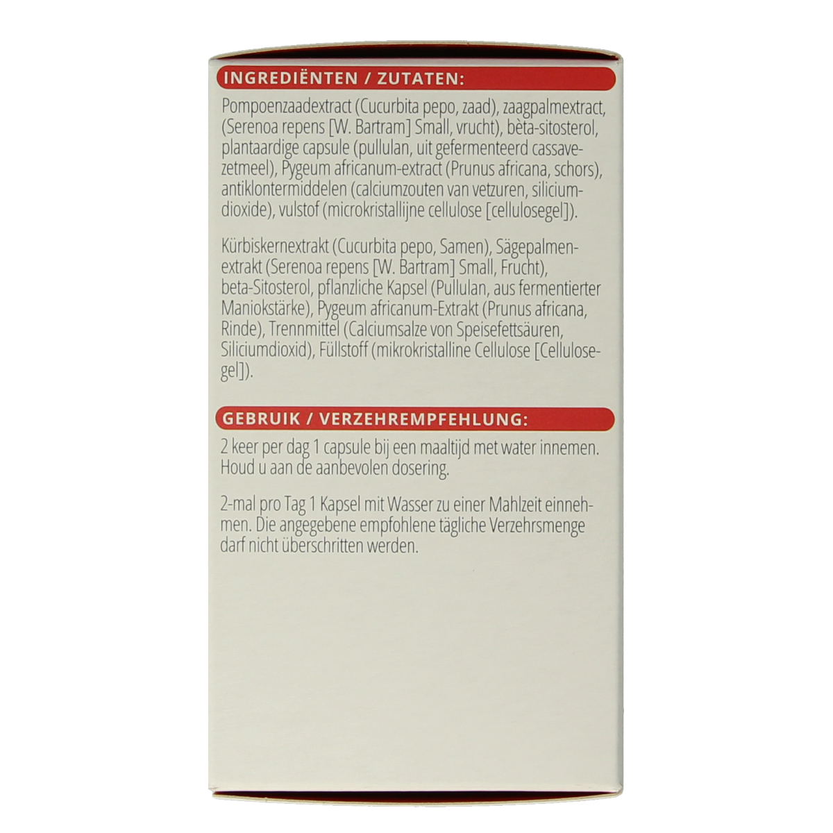 Vitals Mannenformule Pro prostaat capsules, herbal supplement for prostate health, 60 capsules in a natural herbal preparation.