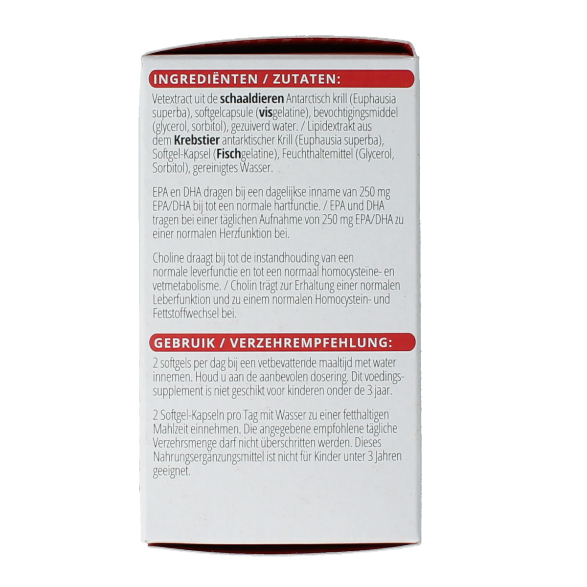 Vetzuren Vitals Super Krillolie 590mg softgels in a bottle, showing the product label and softgel capsules.