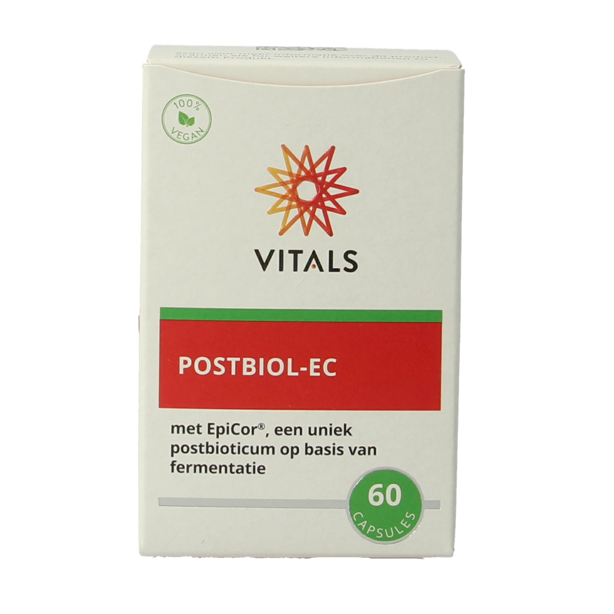 Vitals Postbiol-EC capsules, herbal supplement, 60 capsules, natural health product, close-up of the supplement bottle.