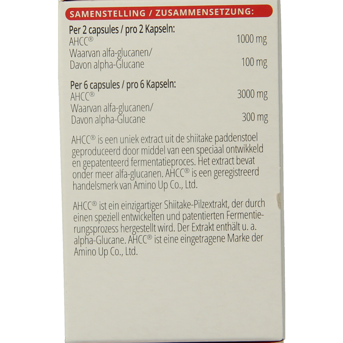 Vitals AHCC 500mg herbal supplement capsules, 60-count, in blister pack, designed for immune support and wellness.