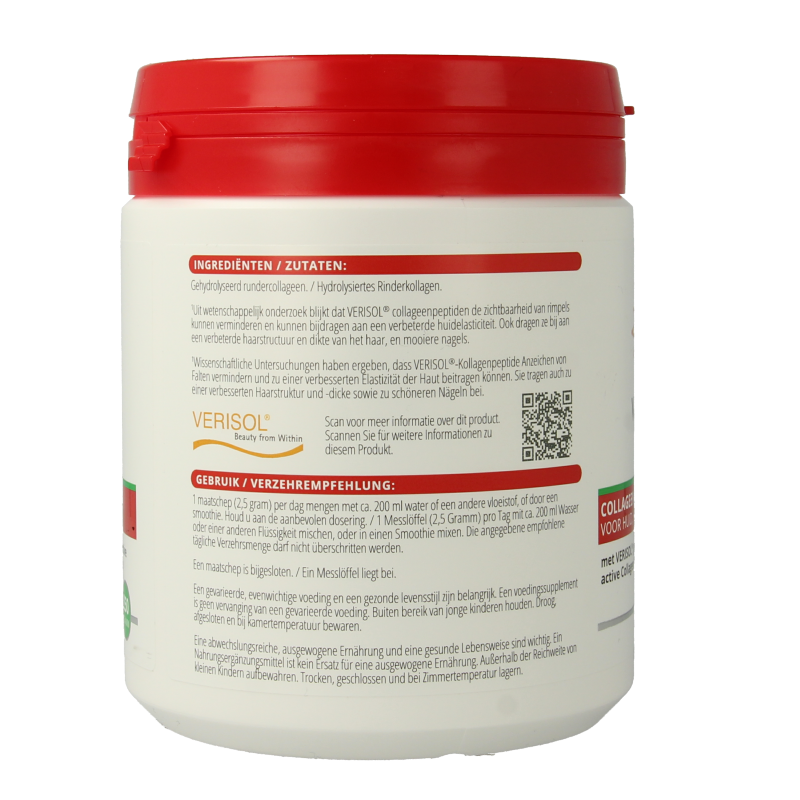 Vitals Collageen VS 250g collagen supplement in a jar with a label, part of Vitals' multivitamin product line.