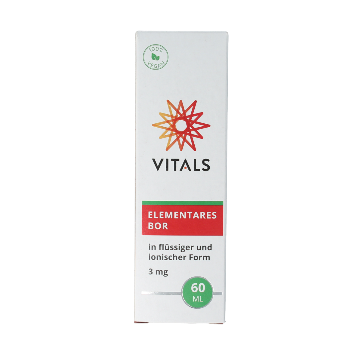 Vitals Elementair Borium mineral supplement in a 60ml bottle, natural mineral complex for health support.