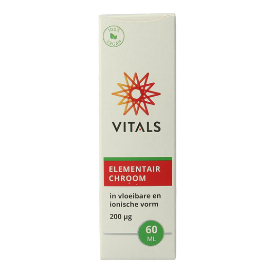Vitals Elementair chroom mineralen supplement in 60ml bottle, natural mineral support by Vitals.