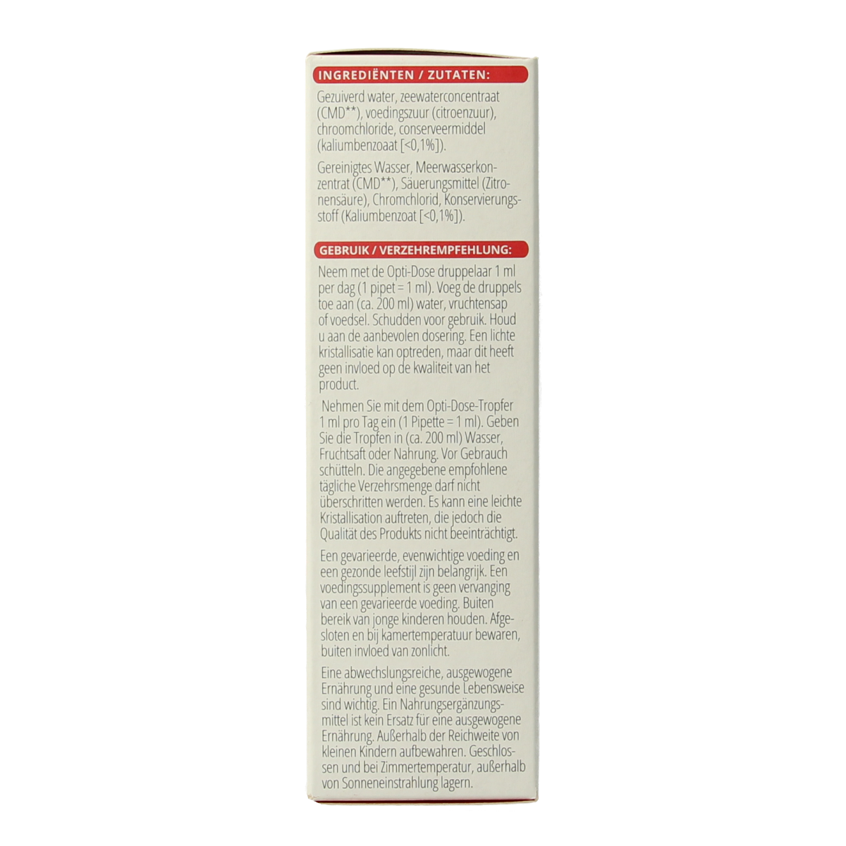 Vitals Elementair chroom mineralen supplement in a 60ml bottle, featuring a clear liquid with a dropper cap.