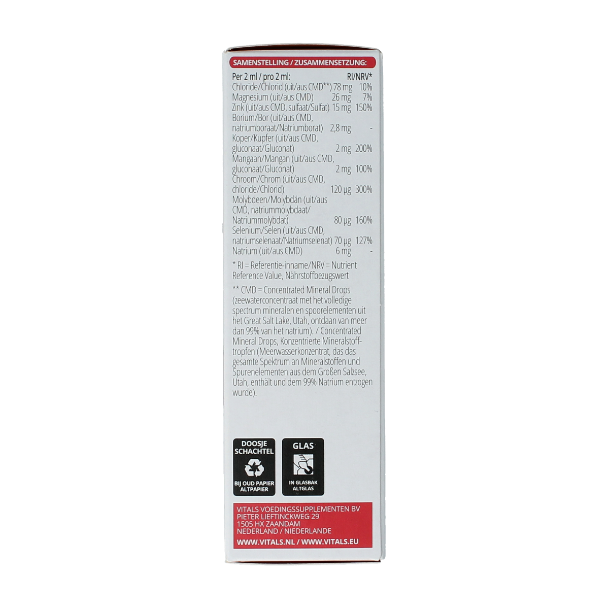 Vitals Elementair multi-trace mineral supplement bottle, 60ml, containing a blend of essential trace minerals.