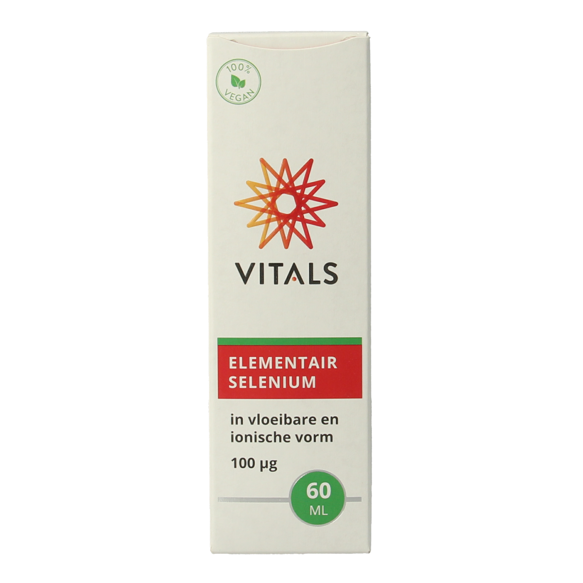 Vitals Elementair selenium mineral supplement in a 60ml bottle, with a clear label showing the Vitals brand and product details.