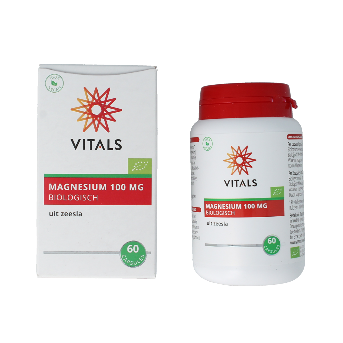 Vitals Magnesium 100mg mineral supplement capsules, natural bio-form, 60 count, softgel capsules for muscle and nerve support.