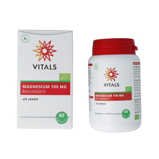 Vitals Magnesium 100mg mineral supplement capsules, natural bio-form, 60 count, softgel capsules for muscle and nerve support.