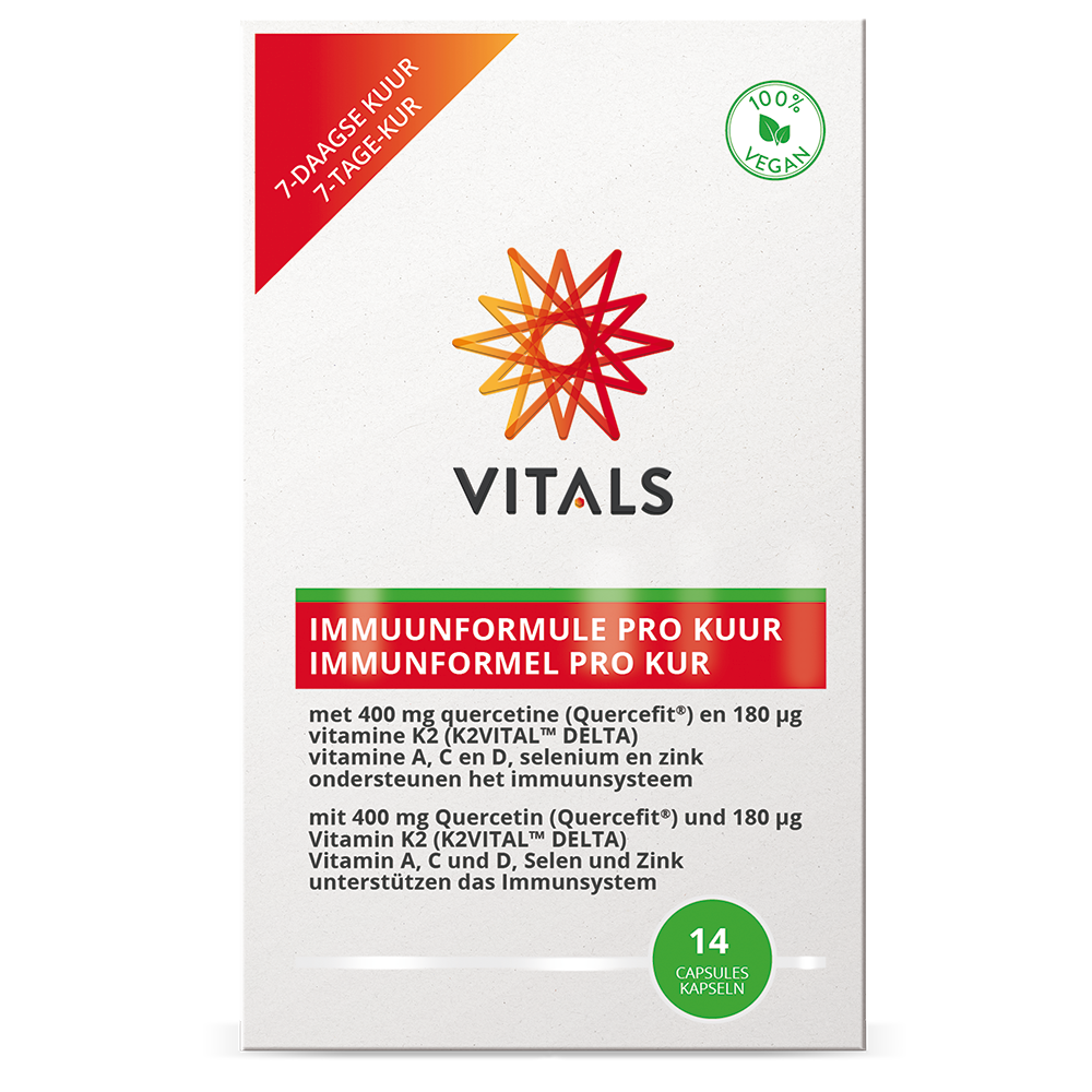 Vitals Immuunformule pro capsules, dietary supplement with herbal ingredients for immune support, 14-capsule pack.