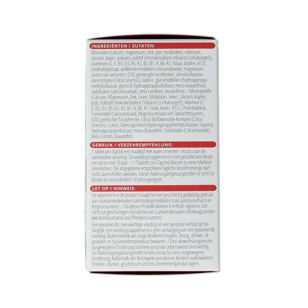 Vitals Elke dag 30.00 multivitamin tablets in a bottle, featuring colorful tablet images for daily vitamin intake.